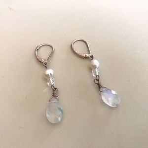 Frosted Quartz & Pearl Drop Earrings